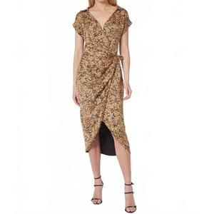 NEW GILNER FARRAR kali wrap dress in brown